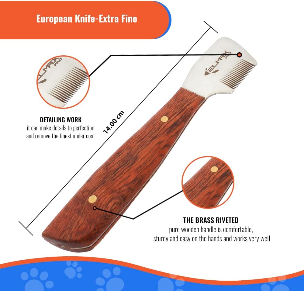 Wooden detailing knife with a comb attachment on a white background