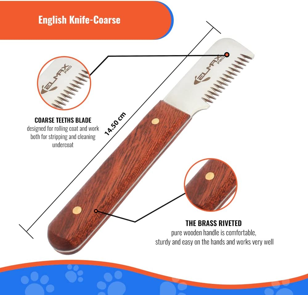 English knife-coarse with wooden handle and coarse teeth blade on a white background