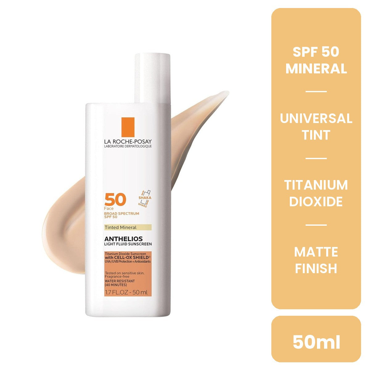 La Roche-Posay Anthelios Mineral Tinted Sunscreen SPF 50 50ml with titanium dioxide and universal tint