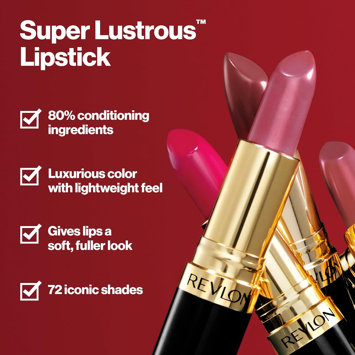 Revlon Super Lustrous Lipstick, Creamy Formula For Soft, Fuller-Looking Lips, Moisturized Feel, 025 Sky Line Pink, 0.15 oz
