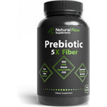 Natural Flow Supplements Prebiotic 5X Fiber front view bottle showing 120 capsules label for gut health support.