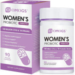 Omogs Women's Probiotic 90 capsules front bottle view showing 180 billion CFUs strength
