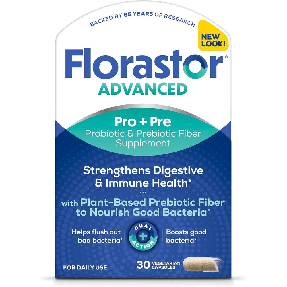 Florastor Select Pro+Pre Daily Probiotic 30 Capsules front view premium packaging