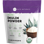 Kate Naturals Organic Inulin Powder front package view showing blue agave prebiotic fiber details.