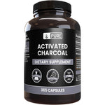 Pure Original Ingredients Activated Charcoal 365 capsules front bottle view for digestive health.