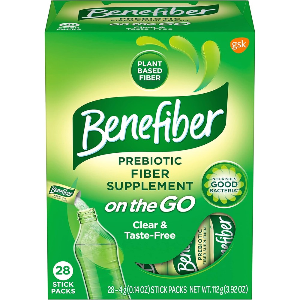 Benefiber On The Go Prebiotic Fiber Supplement Powder 28 Sticks front packaging view