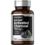 Horbäach Activated Charcoal 120 capsules front view bottle for bloating relief.