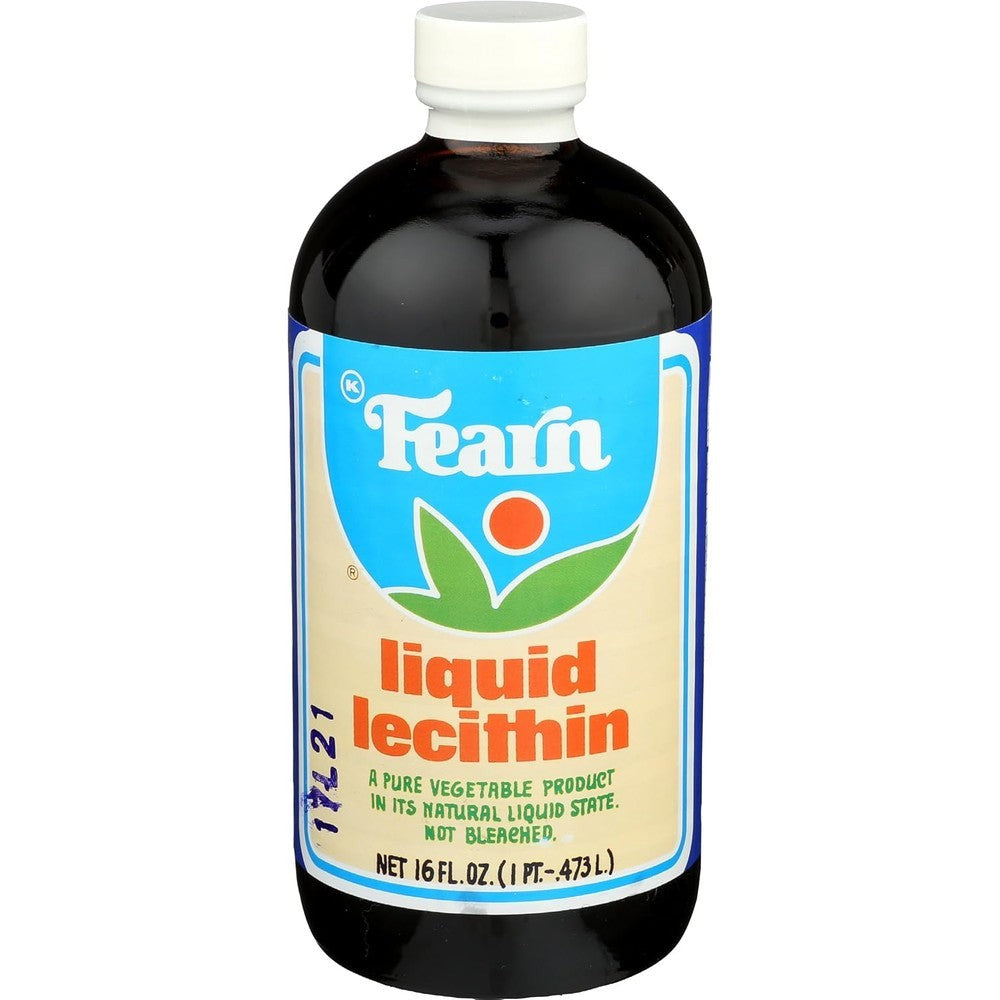 Fearn Natural Foods Liquid Lecithin 16 Fluid Ounce bottle front view showing pure phospholipid support label.