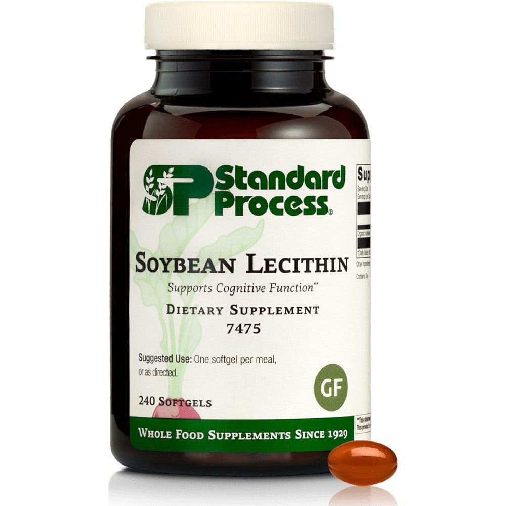 Standard Process Soybean Lecithin 240 softgels bottle front view for brain health support