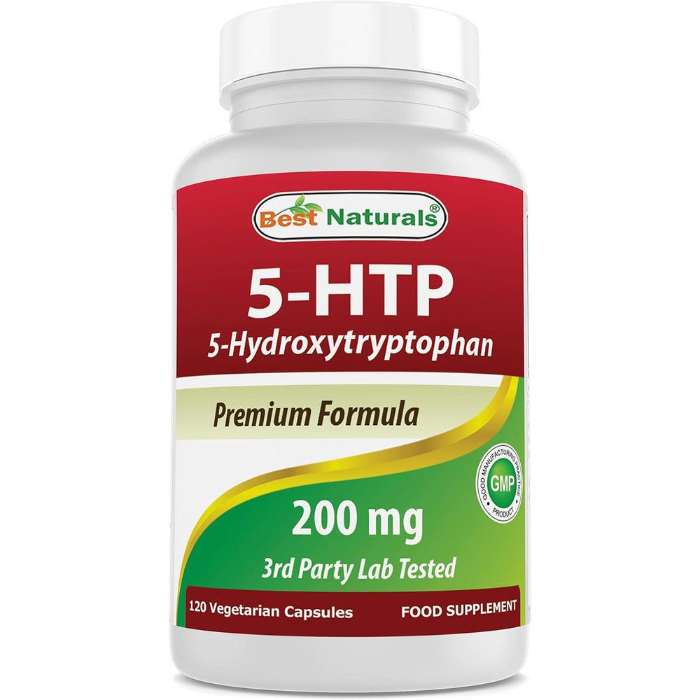 Best Naturals 5-HTP 200 mg bottle front view for mood support