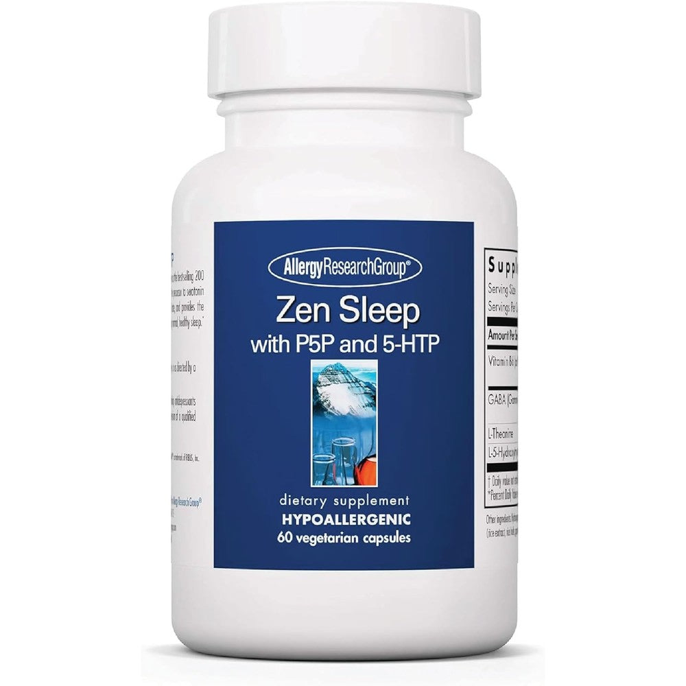 Allergy Research Group Zen Sleep 60 capsules front bottle view for natural sleep aid.