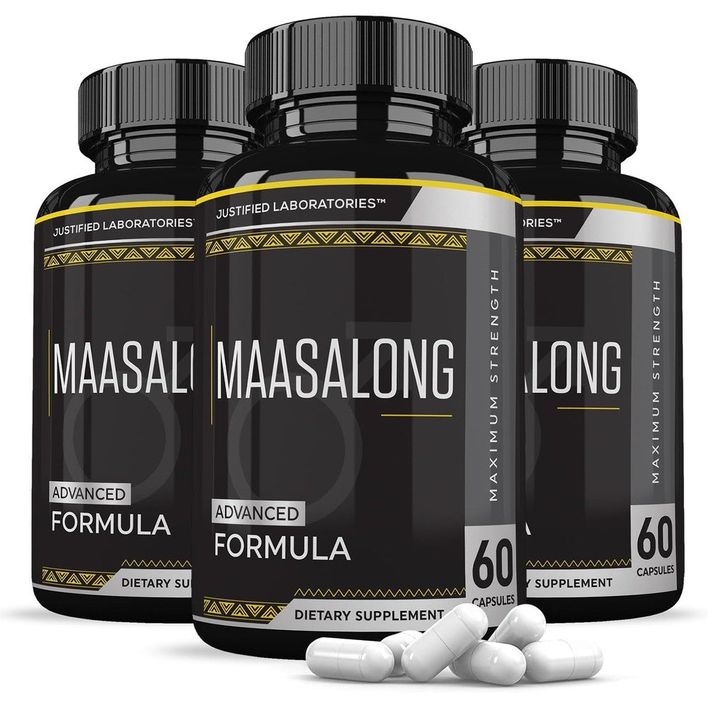 Justified Laboratories Maasalong Advanced Men's Health Formula 180 Capsules front view bottle for daily vitality.