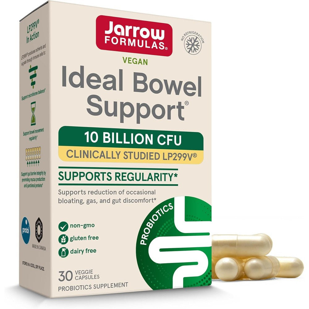 Jarrow Formulas Ideal Bowel Support front view of supplement box for gut health
