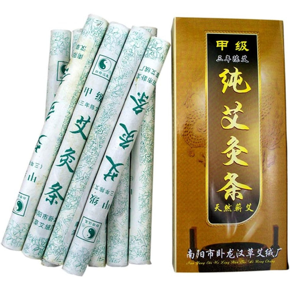 Moxa Sticks Natural Mugwort Rolls Pure Handmade 3-Years Purity Wormwood for Moxibustion （10 per Box）