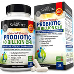 BioSchwartz Daily Probiotic 40 Billion CFU 60 Capsules front view bottle for digestive health balance.