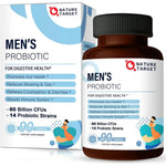 Nature Target Probiotics for Men Care ninety tablets front view premium gut health supplement