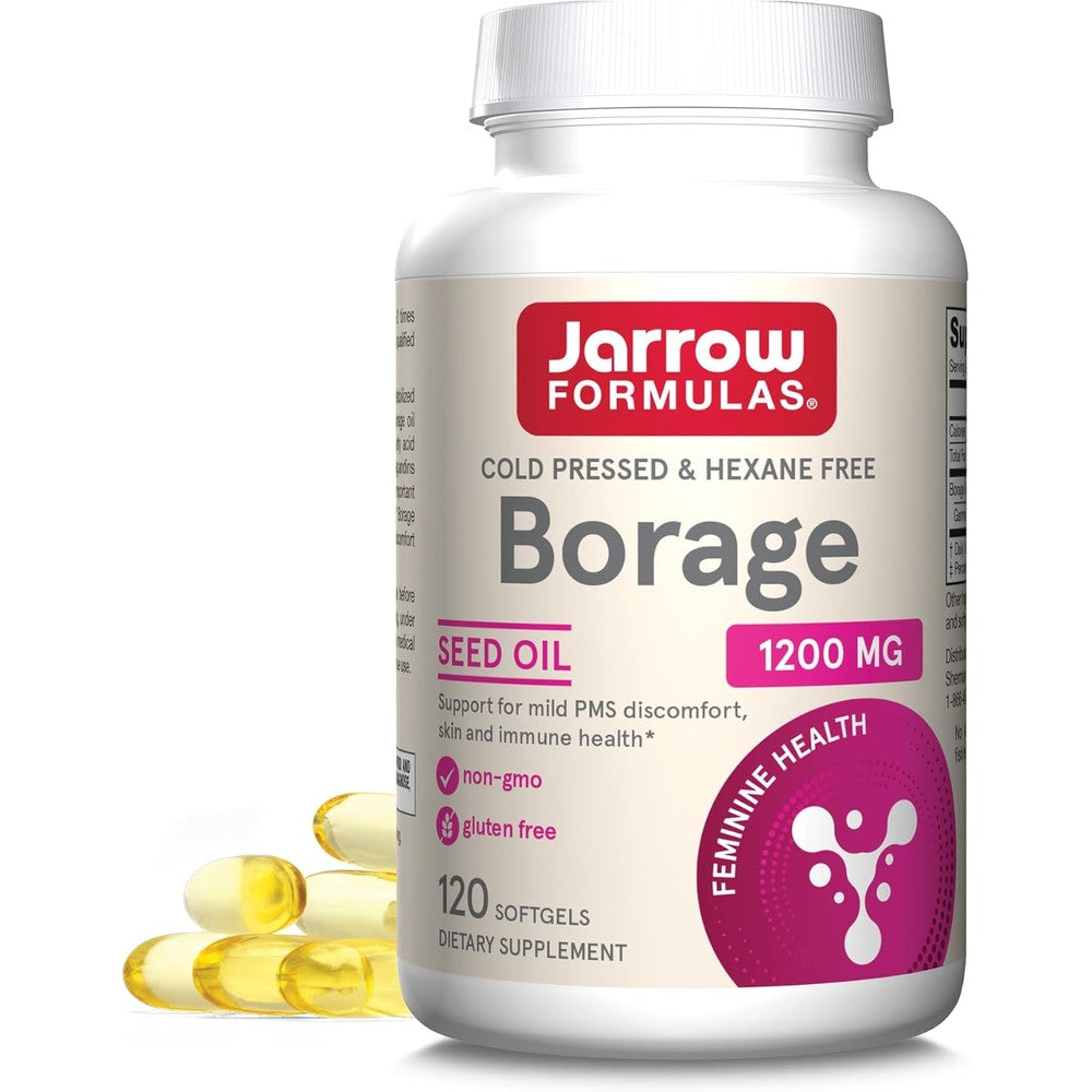 Jarrow Formulas Borage Oil 1200mg softgels front bottle view