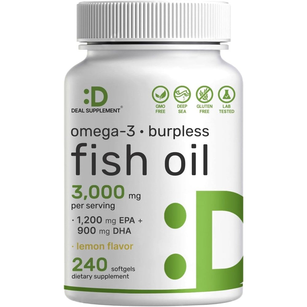 Deal Supplement Omega 3 Fish Oil 240 softgels bottle front view