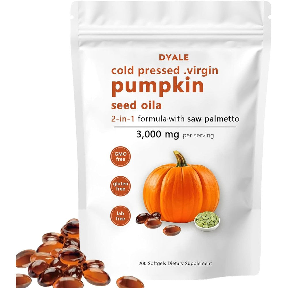 Dyale Pumpkin Seed Oil and Saw Palmetto 200 softgels bottle front view