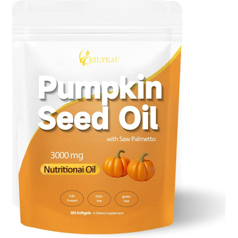 Eilteau Nutrikiv Pumpkin Seed Oil with Saw Palmetto 180 softgels front view