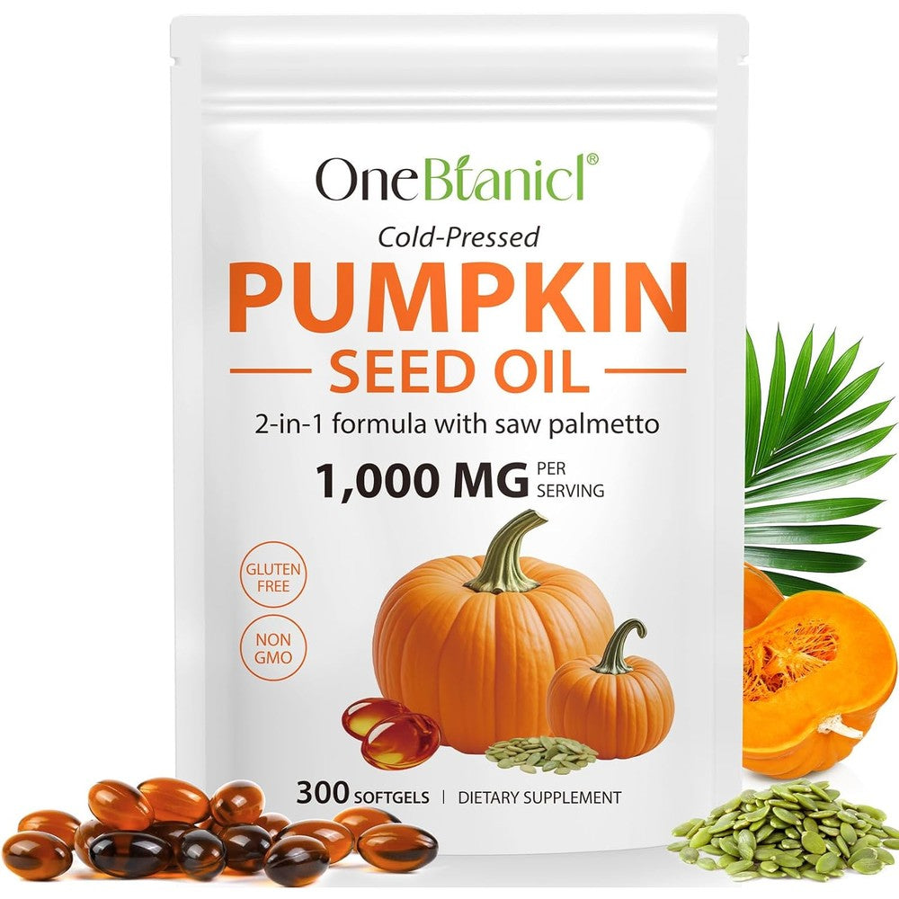Akeeronn Pumpkin Seed Oil and Saw Palmetto 300 capsules front view
