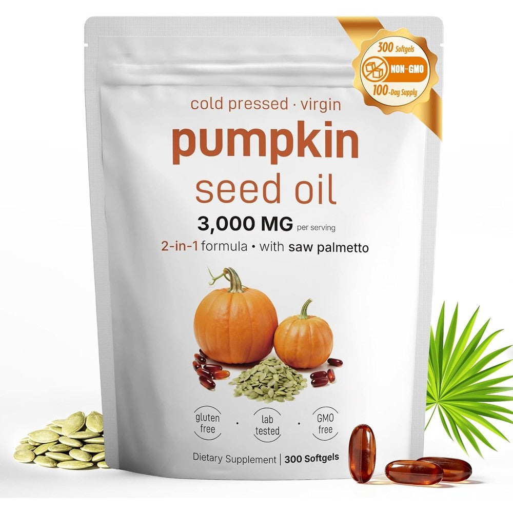 Fenolutra Pumpkin Seed Oil with Saw Palmetto 300 softgels front view
