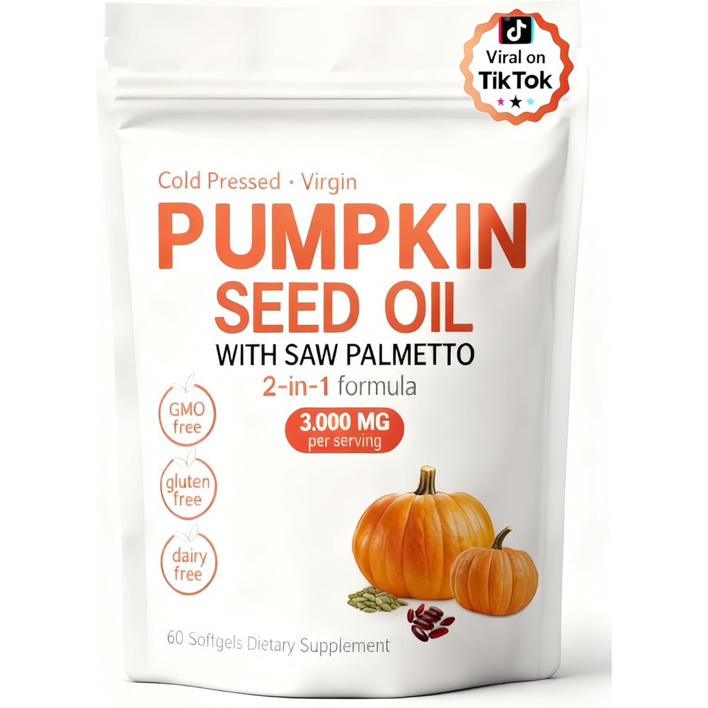 Eoqifjm Kitabio Mini Pumpkin Seed Oil with Saw Palmetto front view pouch