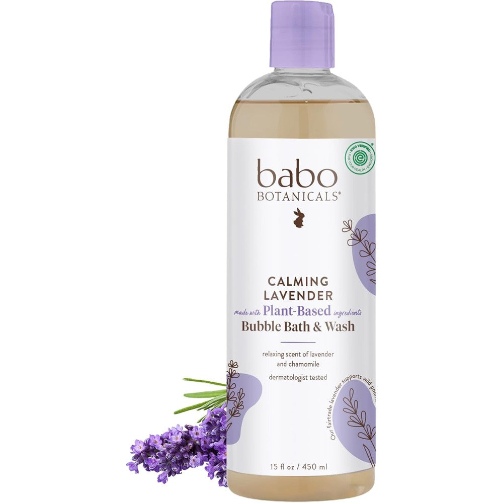 Babo Botanicals Calming Lavender Bubble Bath and Wash front view for sensitive skin