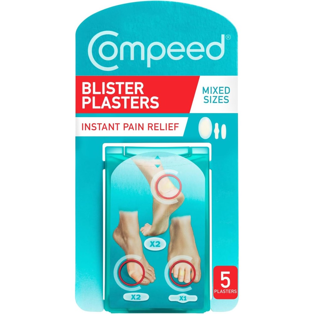 Compeed Blister Plasters Mixed Pack front view showing five count assortment.