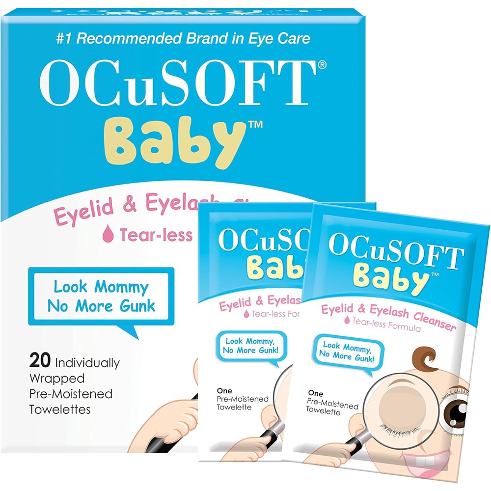 OCuSOFT Baby Eyelid and best wet wipes for newborn Eyelash Cleanser 20 count box of pre-moistened towelettes