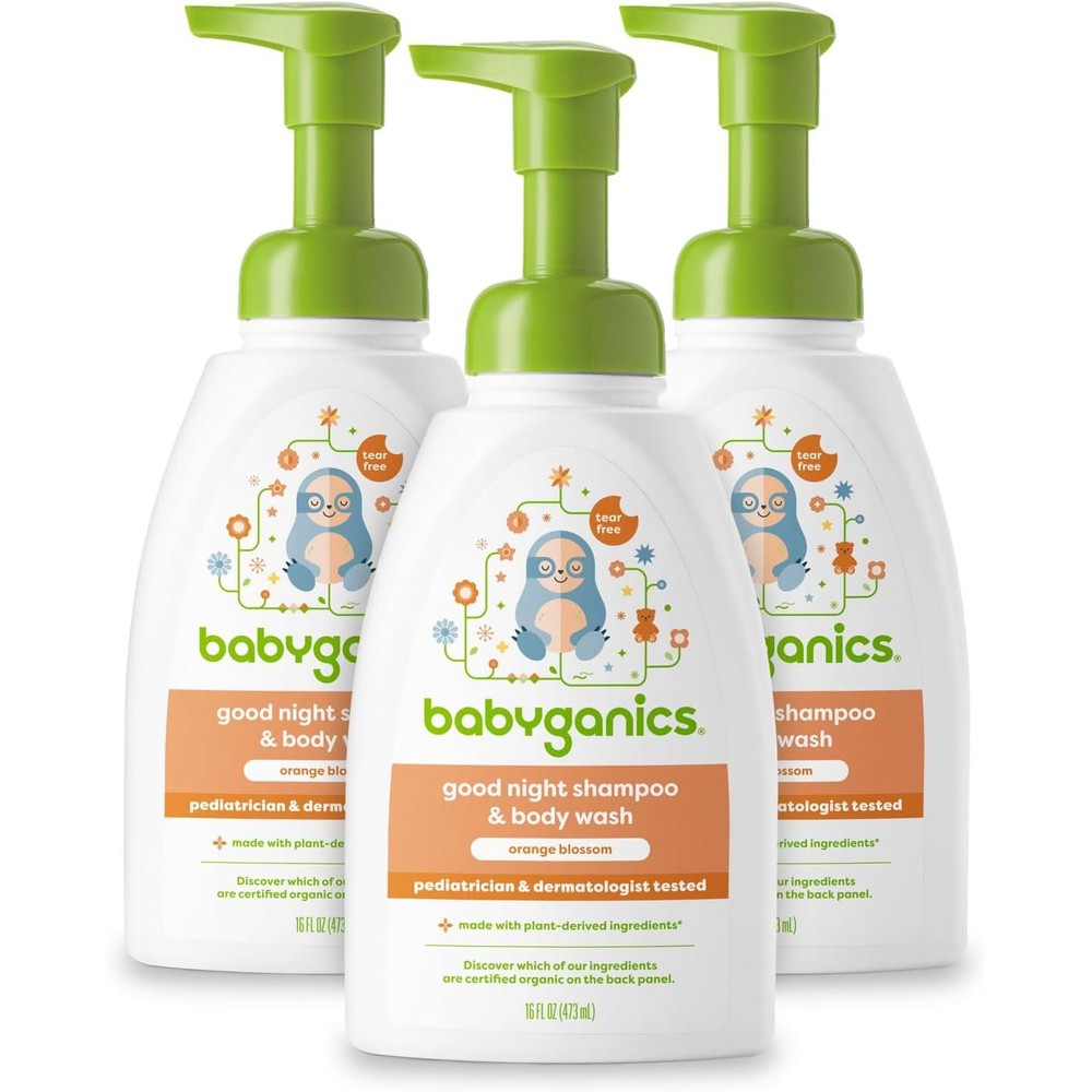Babyganics Orange Blossom Baby Shampoo and Body Wash 3 pack front view