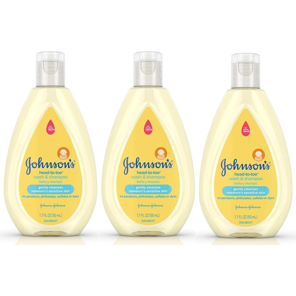 Johnson's Baby Head To Toe Wash And Shampoo 3 Pack front view travel size