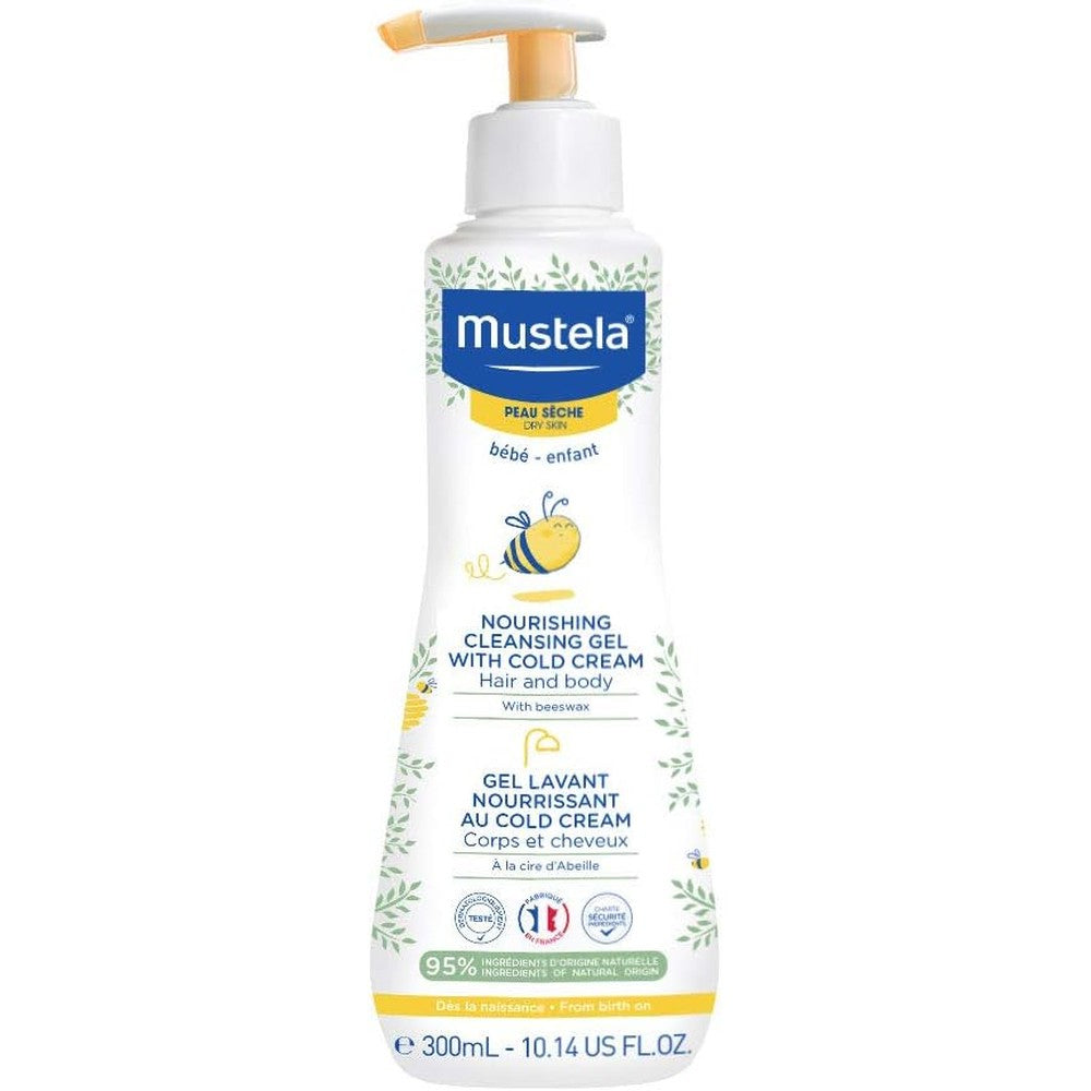 Mustela Baby Nourishing Cleansing Gel front view for dry skin hair and body wash