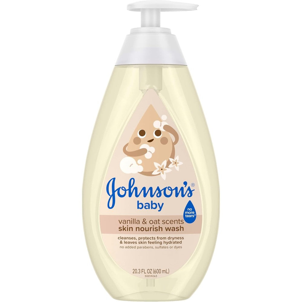 Johnson's Skin Nourishing Moisture Baby Wash front view for gentle skin cleansing.