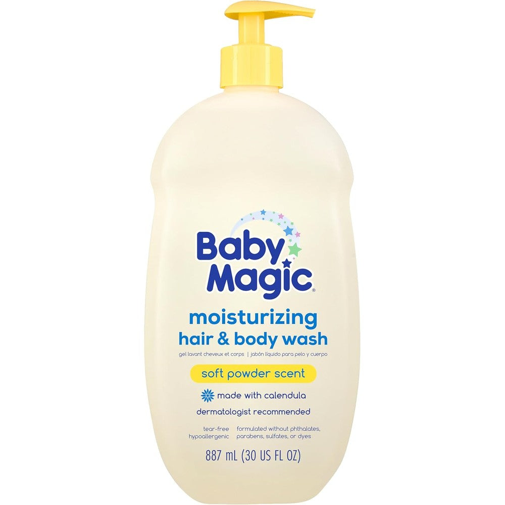 Baby Magic Moisturizing Hair and Body Wash 30 fluid ounce front bottle view
