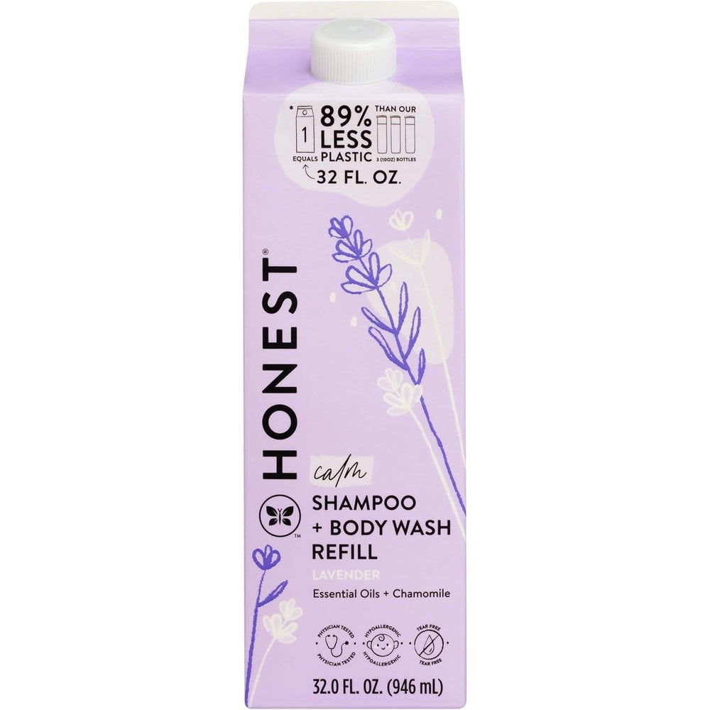 The Honest Company Lavender Calm Shampoo and Body Wash Refill Carton front view