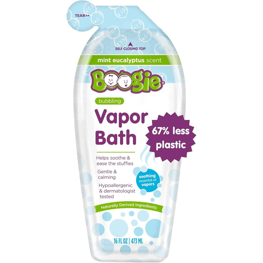 Boogie Kids Botanical Bubble Bath 16 Ounce pouch front view for congestion relief.