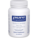 Pure Encapsulations Acetyl-L-Carnitine 500 mg bottle front view for cognitive support.