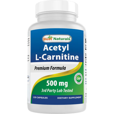 Best Naturals Acetyl L-Carnitine (ALCAR) 500mg, 120 Capsules, 120 Servings - Non-GMO and Gluten Free, 1 Capsule per Serving
