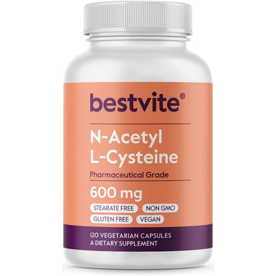 N-Acetyl L-Cysteine (NAC) 600mg Per Capsule (120 Vegetarian Capsules) - No Stearates - Vegan - No Fillers - No Silica - No Gelatin - Gluten Free - Non GMO