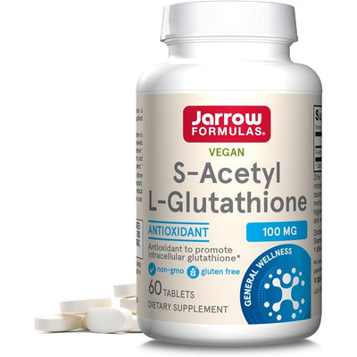 Jarrow Formulas S-Acetyl L-Glutathione Tablets - 100 mg - 60 Count - Dietary Supplement - Stable Form of L-Glutathione - for Antioxidant Support and Detoxification - Non-GMO - Gluten Free