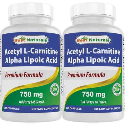 Best Naturals Acetyl L-Carnitine and Alpha Lipoic Acid 750 mg 120 Capsules (120 Count (Pack of 2))