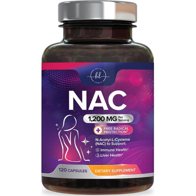 NAC Supplement 1200mg – Optimal Absorption Immune Support with Powerful Antioxidants - Respiratory & Liver Health Support - Bottled in USA, Vegan, GMO & Gluten Free N-Acetyl-L-Cysteine - 120 Capsules