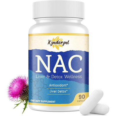 Kynderynl NAC Supplement N-Acetyl Cysteine | High Dose NAC 1000mg for Liver Focused | N-Acetyl-L-Cysteine with Milk Thistle & Glutathione | NAC Capsules 90-Count Vegan
