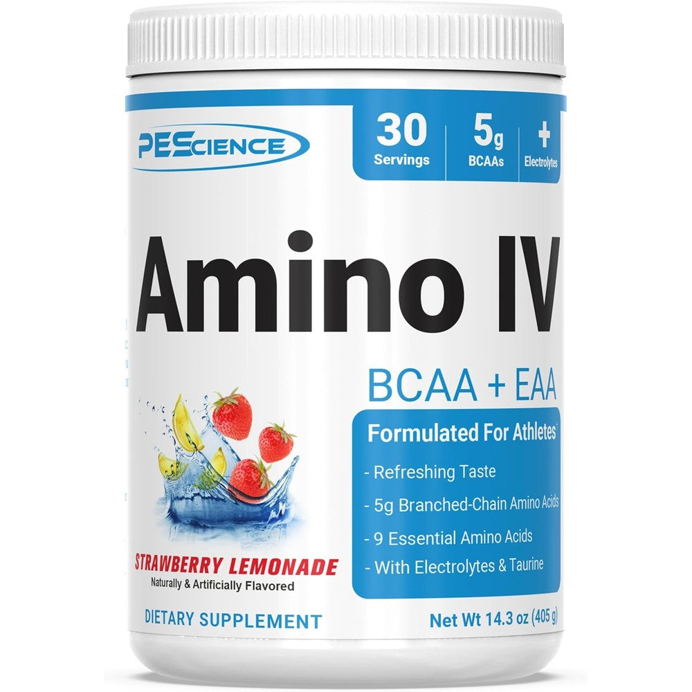 PEScience Amino IV Strawberry Lemonade front view bottle