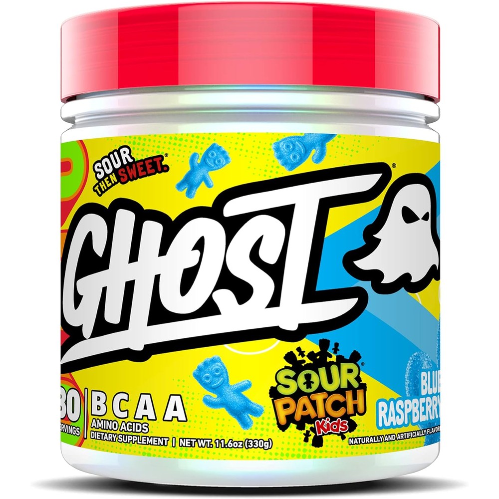 Ghost BCAA Powder Amino Acids Supplement Sour Patch Kids Blue Raspberry 30 Servings Sugar Free Intra And Post Workout Recovery Drink 7 Gram BCAA - Image 1