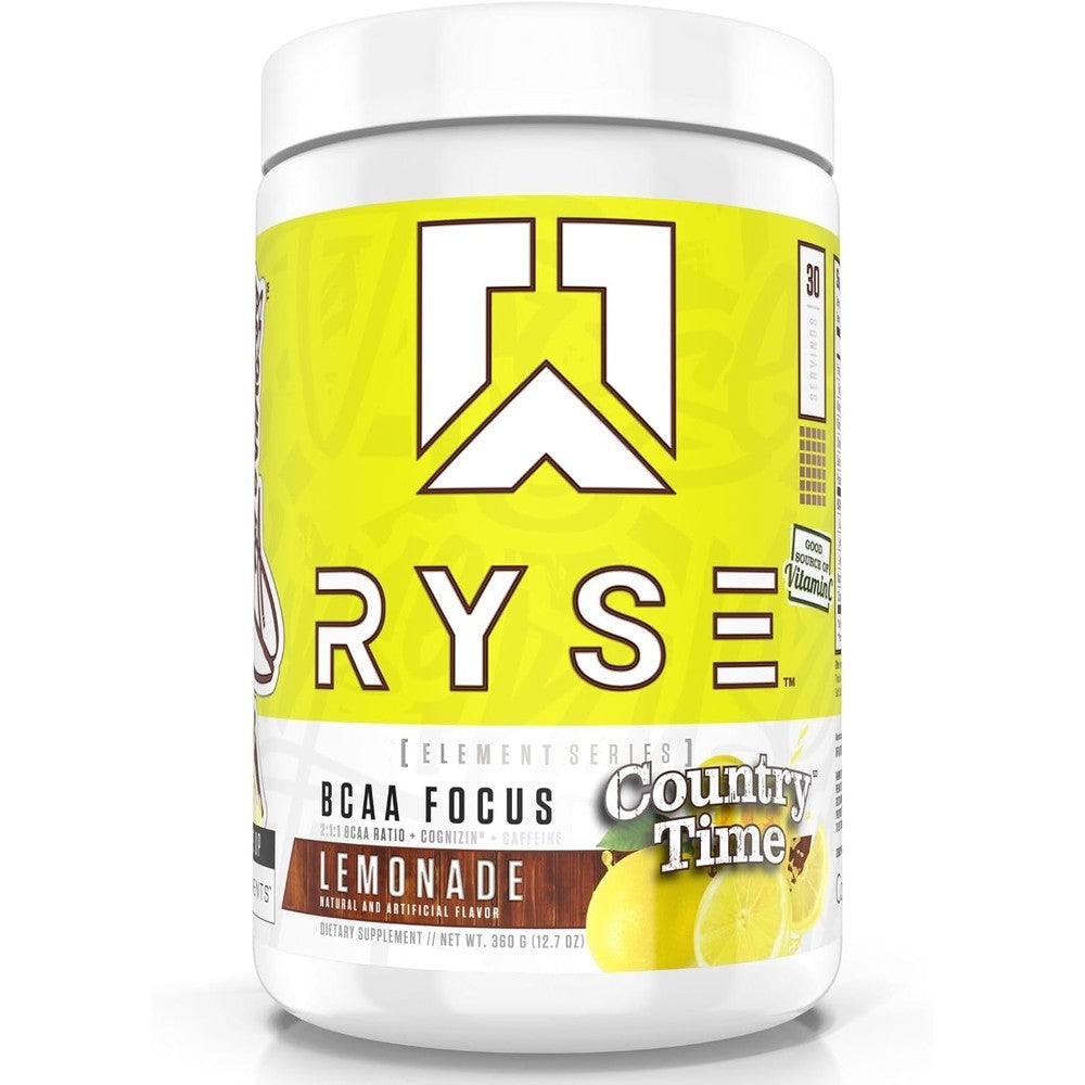 Ryse BCAA Focus Powder Country Time Lemonade front view bottle
