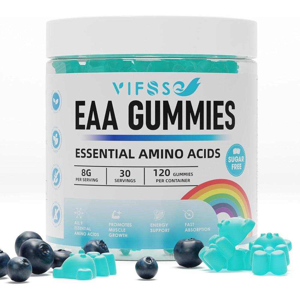 Vifssg EAA Gummies blue raspberry bottle front view