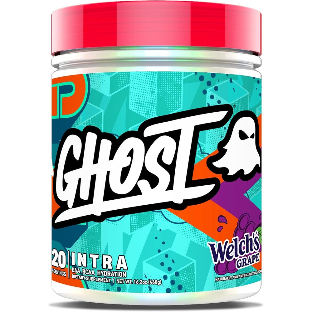 Ghost Intra Workout Powder Welch's Grape tub front view