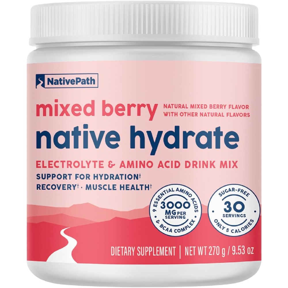 NativePath Native Hydrate mixed berry electrolyte powder container for muscle recovery
